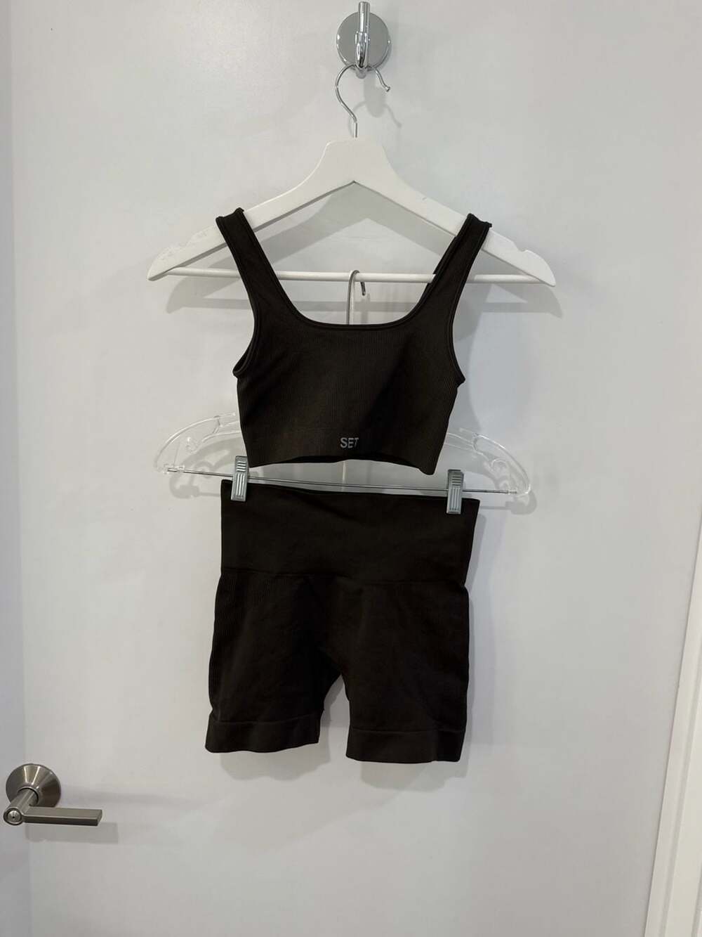 SET Active Ribbed Seamless Sports Bra and Biker Short Workout Set